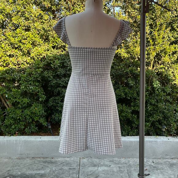 Vintage Caution to the Wind Medium Y2K Gray White Gingham Mini Dress Cottage - Picture 4 of 8